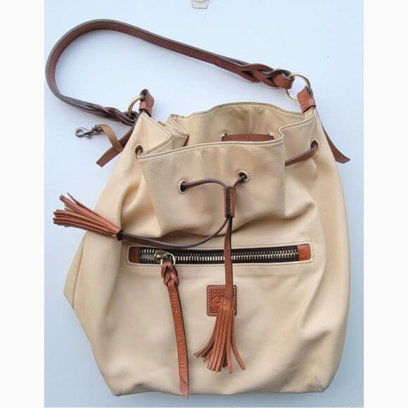 Dooney & Bourke Florentine Large Logan Cream Drawstring Shoulder Bag - Picture 1 of 15